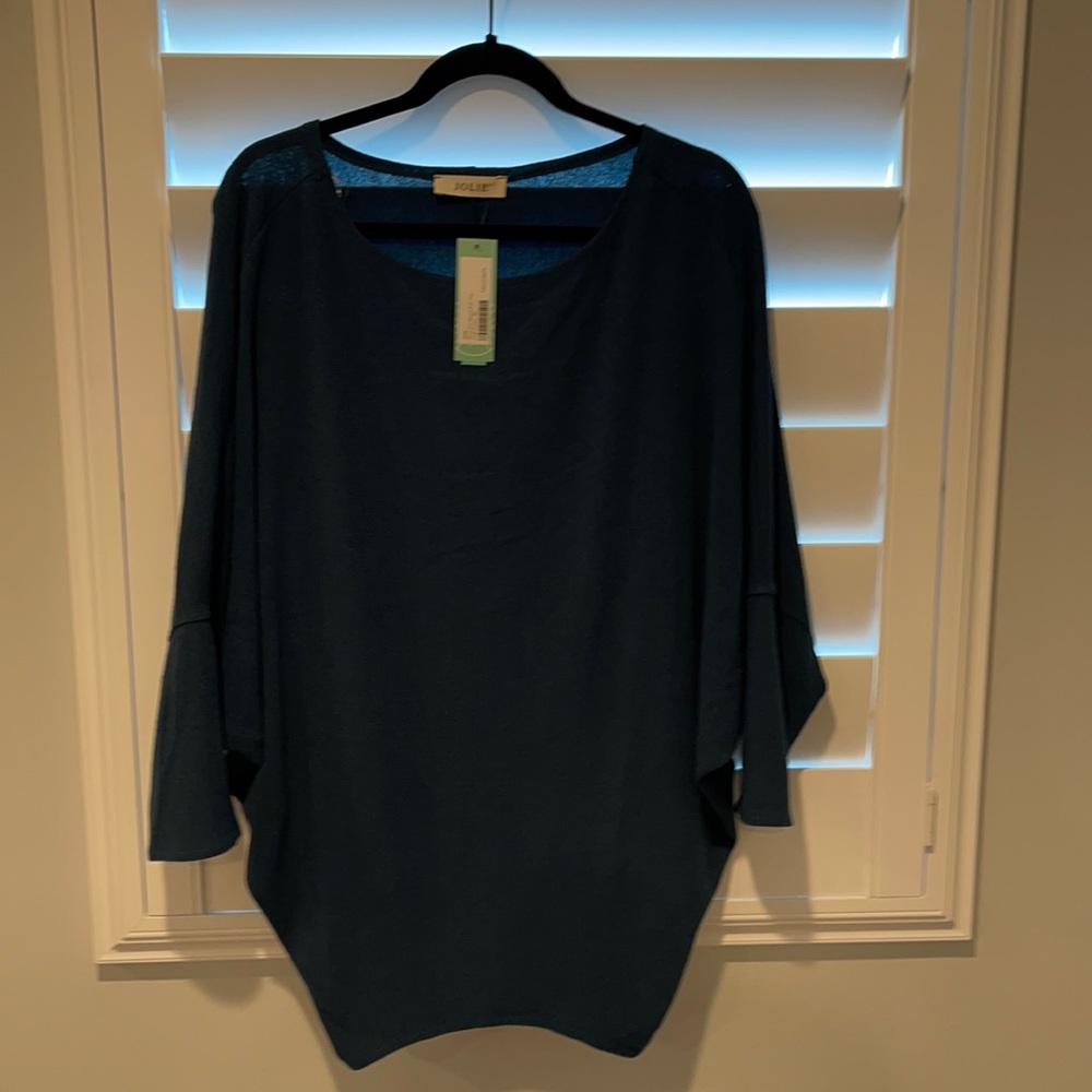 Jolie Reid 3/4 Sleeve XL Knit Top Teal Green NWT